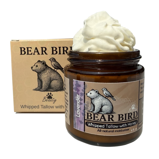 100% Whipped Grass-Fed Tallow and honey 4 oz Lavender essential oils