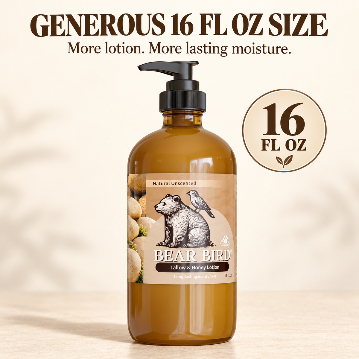 all natural tallow and honey lotion, olive oil glass amber bottle moisturizer, dry skin 